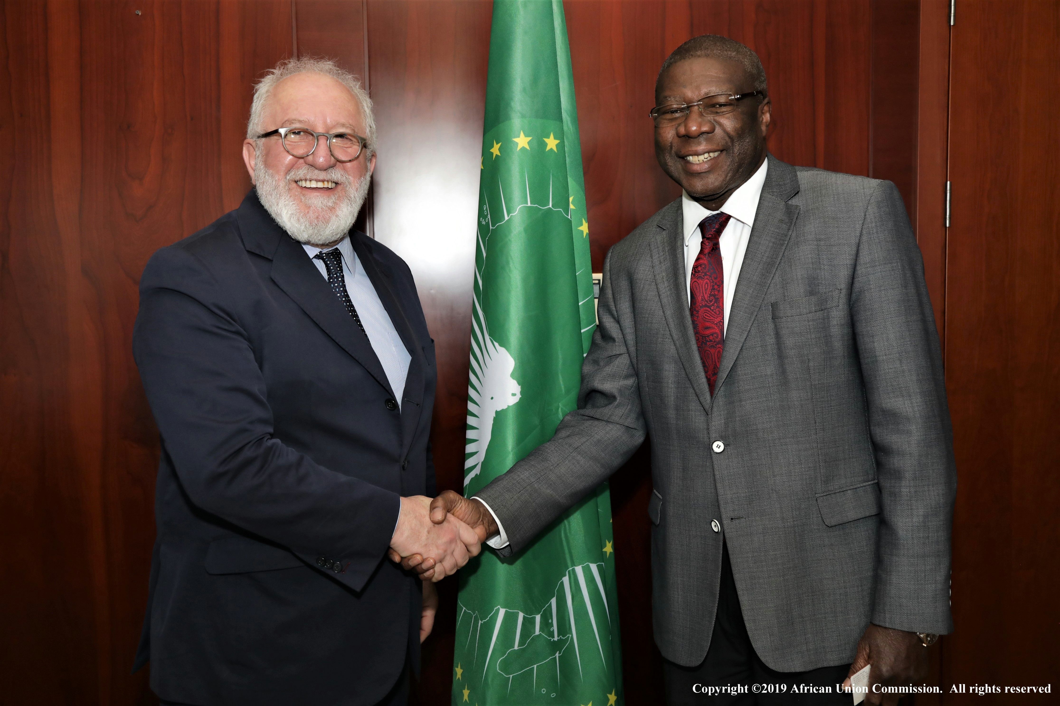 The African Union Commission Deputy Chairperson Amb. Kwesi Quartey receives Mr. Mario Pezzini, Director of the OECD Development Centre