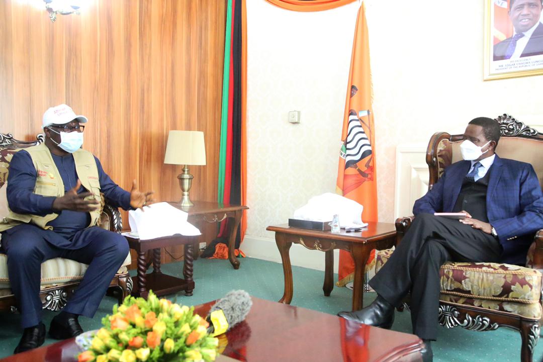 Meeting of the Head of the AU election observation mission to Zambia, H.E. Dr. Ernest Bai Koroma with H.E. Dr Edgar Lungu, President of the Republic of Zambia.