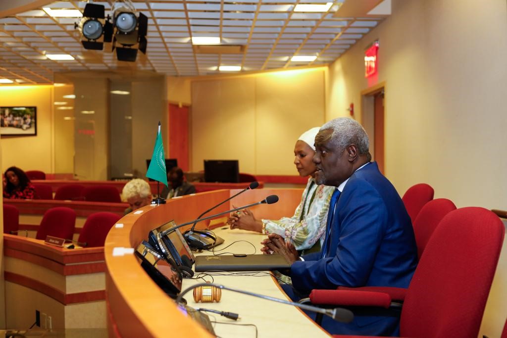 H.E Moussa Faki Mahamat Dialogues with the AUC Delegation to the (UNGA 78) in New York