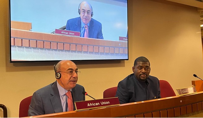 H.E Amb. Mohamed Edrees, Addresses African Group Meeting as the New Permanent Observer of the African Union to the United Nations.