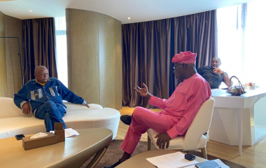 The Head of the AU election observation mission, H.E. Chief Olusengu Obasanjo, meeting with the leader of the Oromo Federalist Congress (OFC), Dr. Merera. The OFC has opted to boycott the 21 June 2021 elections.