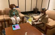 The Head of AU election observation mission, H.E. Chief Olusengu Obasanjo, meeting with the Chairperson of the National Election Board of Ethiopia, Ms. Birtukan Mideksa. The meeting was to get a briefing on the level of preparedness for the 21 June 2021 General elections in Ethiopia.