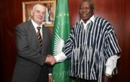 The African Union Commission Deputy Chairperson, Amb. Kwesi Quartey receives the Speaker of the New Zealand House of Representatives Rt Hon Trevor Mallard
