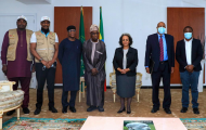 Meeting of the Head of the AU election observation mission, H.E. Chief Olusengu Obasanjo, with the President of Ethiopia, H.E. Sahle-Work Zewde. In attendance were the AU Commissioner for Political Affairs, Peace and Security and other members