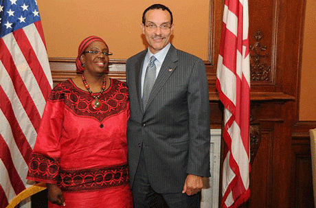 Her Excellency Ambassador Amina S. Ali, Permanent Representative of the African Union Mission to the USA Paid a Courtesy Visit to Honorable Vincent C. Gray, 11 August 2011.