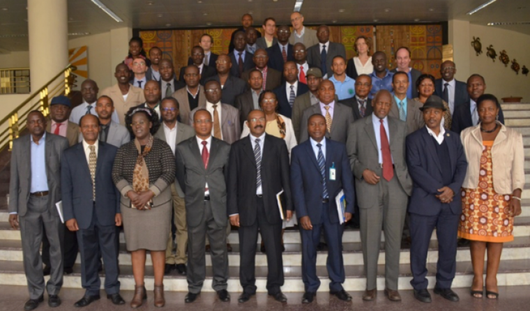 Participants of the 15th PATTEC Coordinators Meeting with Director of Department of Rural Economy and Agriculture, Dr. Godfrey Bahiigwa (4th from the right on the first line)